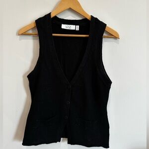 Knit Black Button-Up Vest